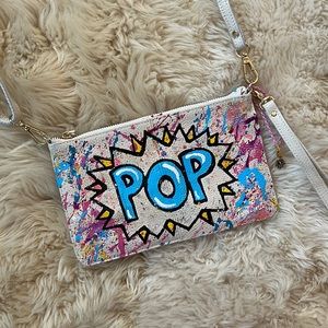 Anca Barbu Crossbody Clutch Wristlet Pop Splatter Art Handbag